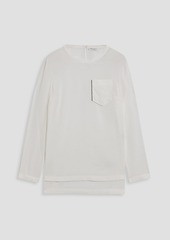 Brunello Cucinelli - Bead-embellished silk-blend crepe top - White - L