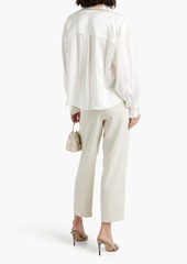 Brunello Cucinelli - Bead-embellished silk-blend satin blouse - White - M