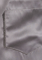 Brunello Cucinelli - Bead-embellished silk-blend satin shirt - Gray - M