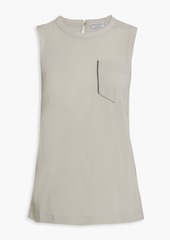 Brunello Cucinelli - Bead-embellished silk-blend top - Gray - S