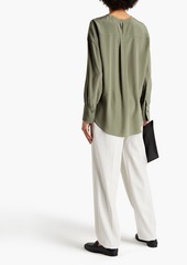 Brunello Cucinelli - Bead-embellished silk crepe de chine blouse - Green - XXS