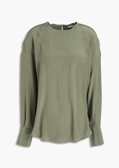 Brunello Cucinelli - Bead-embellished silk crepe de chine blouse - Green - XXS