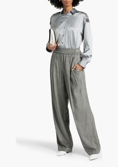 Brunello Cucinelli - Oversized bead-embellished stretch-silk satin shirt - Gray - M