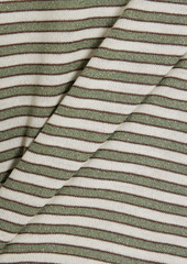 Brunello Cucinelli - Bead-embellished striped cashmere-blend T-shirt - Green - XXS