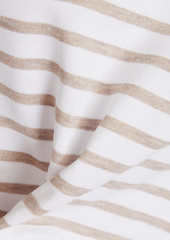 Brunello Cucinelli - Bead-embellished striped cotton-jersey tank - Neutral - L
