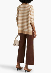 Brunello Cucinelli - Bead-embellished striped knitted sweater - Brown - M