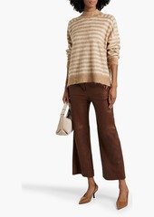 Brunello Cucinelli - Bead-embellished striped knitted sweater - Brown - M