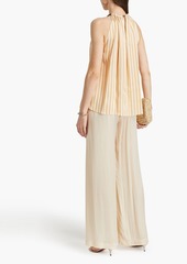 Brunello Cucinelli - Bead-embellished striped satin-twill top - Neutral - XS