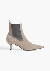 Brunello Cucinelli - Bead-embellished suede ankle boots - Neutral - EU 38.5