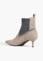 Brunello Cucinelli - Bead-embellished suede ankle boots - Neutral - EU 38.5