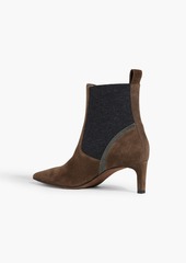 Brunello Cucinelli - Bead-embellished suede ankle boots - Neutral - EU 40