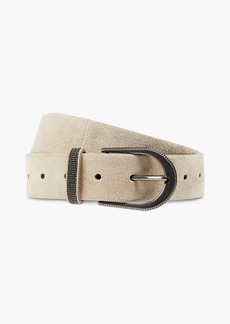 Brunello Cucinelli - Bead-embellished suede belt - Gray - L