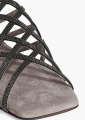 Brunello Cucinelli - Bead-embellished suede sandals - Metallic - EU 36