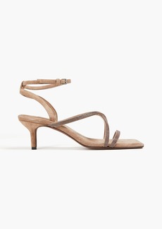 Brunello Cucinelli - Bead-embellished suede sandals - Neutral - EU 37