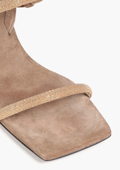 Brunello Cucinelli - Bead-embellished suede slingback sandals - Neutral - EU 35