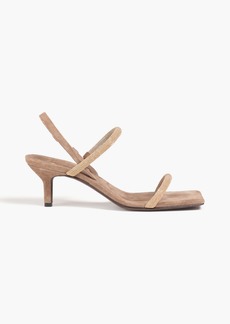 Brunello Cucinelli - Bead-embellished suede slingback sandals - Neutral - EU 35