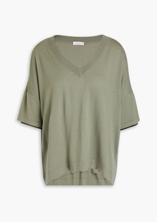 Brunello Cucinelli - Bead-embellished wool and cashmere-blend top - Green - S