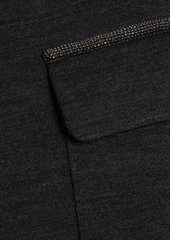 Brunello Cucinelli - Bead-embellished wool-blend jersey turtleneck midi dress - Gray - M
