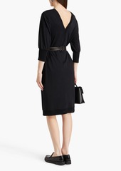 Brunello Cucinelli - Belted bead-embellished cotton-jersey dress - Black - M