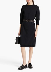 Brunello Cucinelli - Belted bead-embellished cotton-jersey dress - Black - M