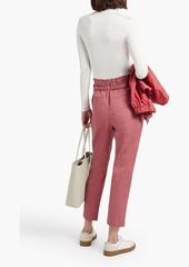 Brunello Cucinelli - Belted cotton-blend twill tapered pants - Pink - IT 40