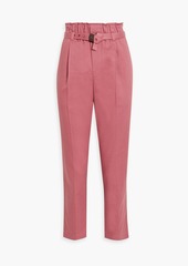 Brunello Cucinelli - Belted cotton-blend twill tapered pants - Pink - IT 40