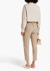Brunello Cucinelli - Belted cropped twill tapered pants - Neutral - IT 42