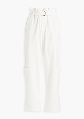 Brunello Cucinelli - Belted French cotton-blend terry tapered pants - White - IT 40