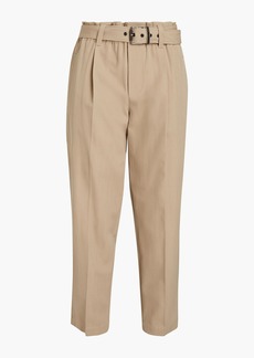Brunello Cucinelli - Belted wool and cotton-blend twill tapered pants - Neutral - IT 42