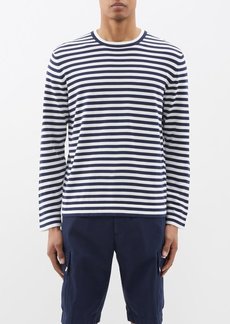 Brunello Cucinelli - Stripe-intarsia Cotton Sweater - Mens - White Blue