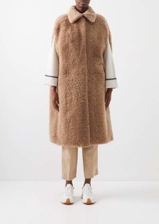 Brunello Cucinelli - Cape-sleeve Curly Cashmere Shearling Coat - Womens - Brown