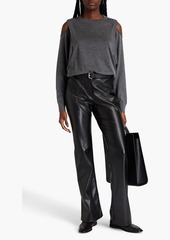 Brunello Cucinelli - Cold-shoulder bead-embellished cashmere and silk-blend sweater - Gray - M