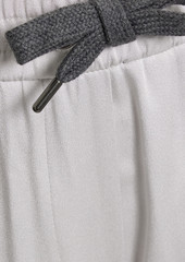 Brunello Cucinelli - Cotton jersey-paneled satin-crepe track pants - Gray - M