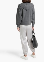 Brunello Cucinelli - Cotton jersey-paneled satin-crepe track pants - Gray - M