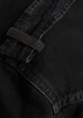 Brunello Cucinelli - Cropped bead-embellished denim jacket - Black - IT 44