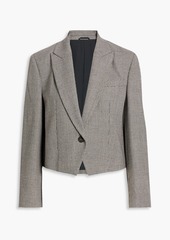 Brunello Cucinelli - Cropped bead-embellished houndstooth wool-blend tweed blazer - Black - IT 40