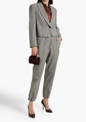 Brunello Cucinelli - Cropped bead-embellished houndstooth wool-blend tweed blazer - Black - IT 40