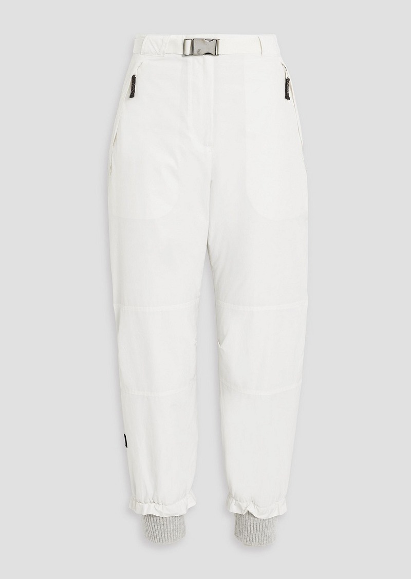 Brunello Cucinelli - Cropped bead-embellished padded shell tapered pants - White - IT 38