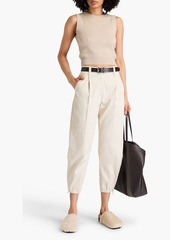 Brunello Cucinelli - Cropped bead-embellished ribbed cashmere top - Neutral - XS