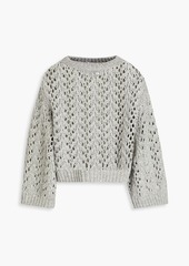 Brunello Cucinelli - Cropped crochet-knit wool-blend sweater - Gray - XL