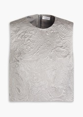 Brunello Cucinelli - Cropped embroidered silk-blend cloqué top - Neutral - M