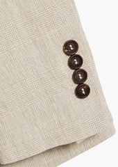 Brunello Cucinelli - Double-breasted bead-embellished checked linen-jacquard blazer - Neutral - IT 38
