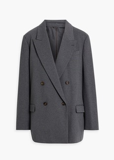 Brunello Cucinelli - Double-breasted bead-embellished cotton-blend jersey blazer - Gray - IT 50