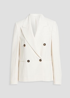 Brunello Cucinelli - Double-breasted bead-embellished crepe blazer - White - IT 38