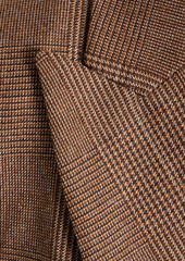 Brunello Cucinelli - Double-breasted Prince of Wales checked linen-blend tweed blazer - Brown - IT 42