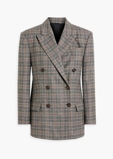 Brunello Cucinelli - Double-breasted Prince of Wales checked wool and cashmere-blend blazer - Brown - IT 42