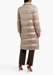 Brunello Cucinelli - Double-breasted quilted sequined shell coat - Neutral - IT 38