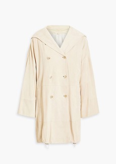 Brunello Cucinelli - Double-breasted suede hooded jacket - White - IT 42