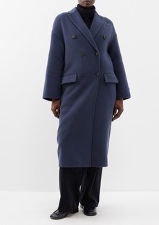 Brunello Cucinelli - Double-breasted Wool-blend Coat - Womens - Navy