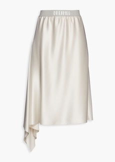 Brunello Cucinelli - Draped printed satin-crepe skirt - White - M